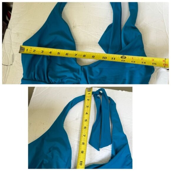 SPANX Bayside Halter Shaping 1Piece Swimsuit Ring Buckle Slimming Padded Blue 14 - Picture 16 of 16